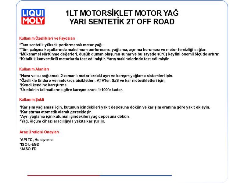 2 ZAMANLI MOTOR YAĞ 1LT OFFROAD RACE