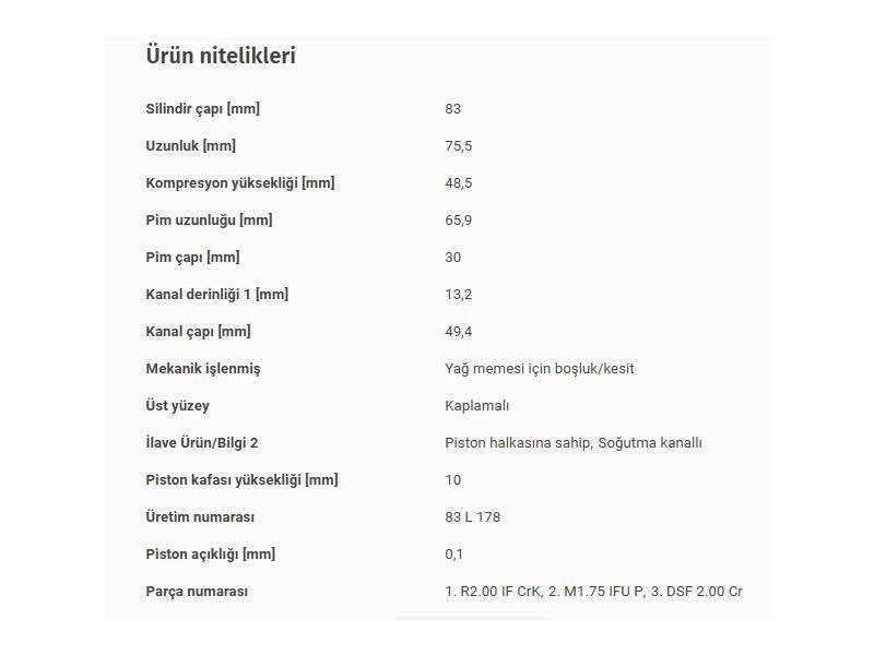 PİSTON 83,00MM M.BENZ 651 08-