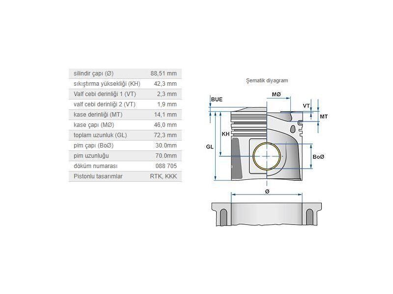 PİSTON 88,51MM M.BENZ OM646 647 648 00-20