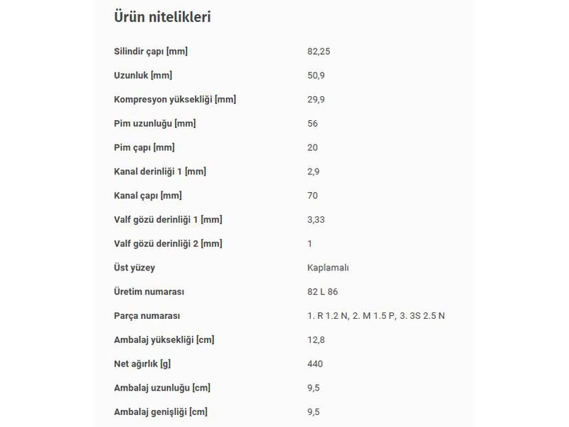 PİSTON 82,25MM M.BENZ 171 203 204 209 211 212 906 02-19