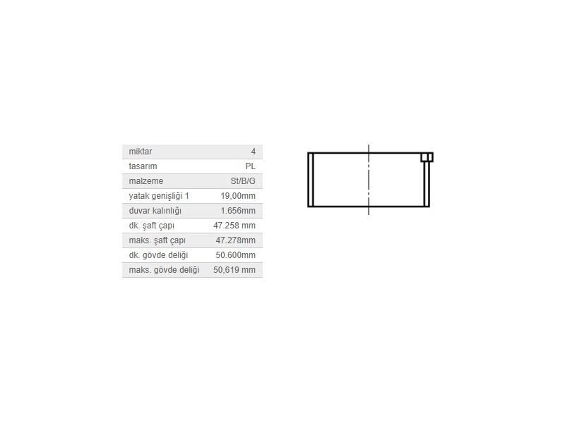 KOL YATAK 0,50 TK. VAG 80 90 BO1 CAD2 GO1-2-3-4 JET1-2 PAS PO3-4 T3 T4 82-