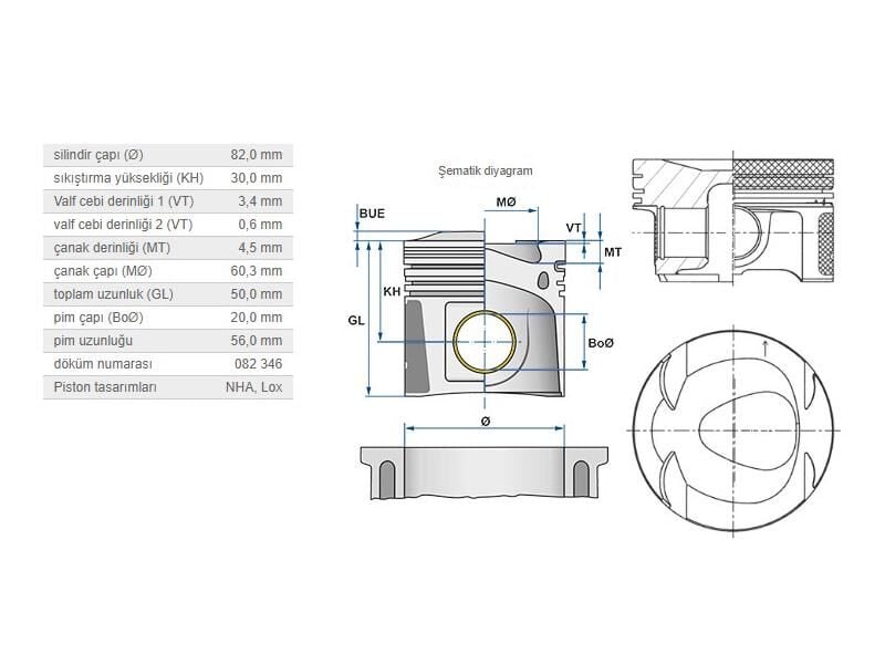 PİSTON 82.00MM M.BENZ 172 204 207 212 07-