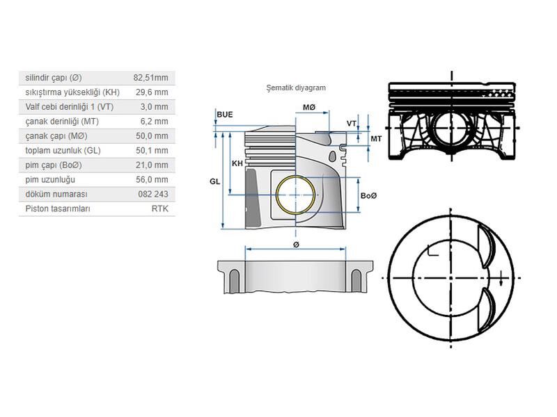 PİSTON 82,50MM VAG A3 Q3 GO5-6 JET3-4 PAS 04-