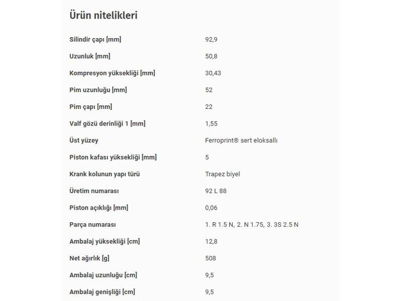 PİSTON 92,90MM M.BENZ 164 204 221 230 251 906 04-17