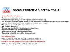 5W30 5LT MOTOR YAĞ SPECİALTEC LL