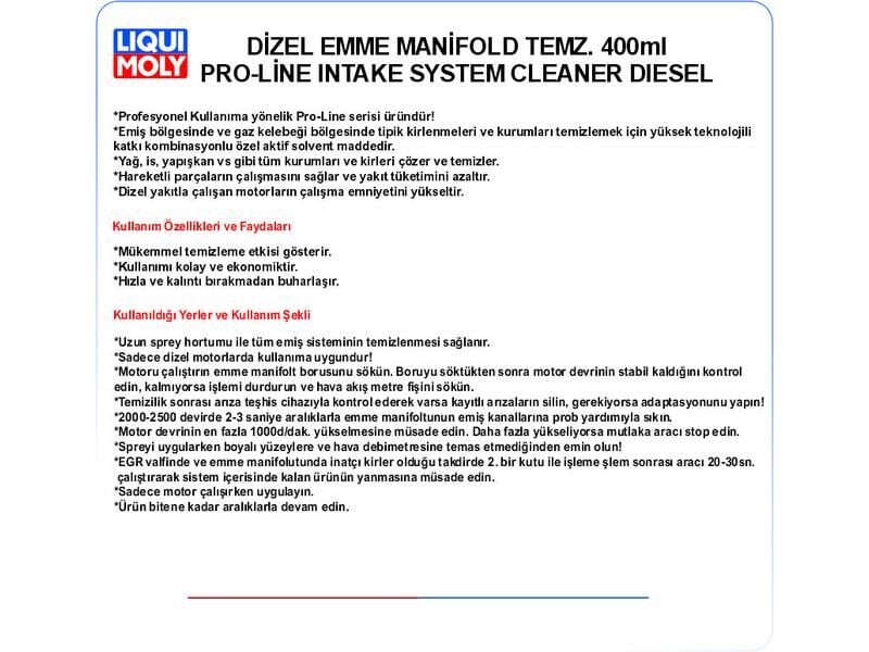 DİZEL EMME MANİFOLD TEMZ. 400ml PRO-LİNE INTAKE SYSTEM CLEANER DİESEL