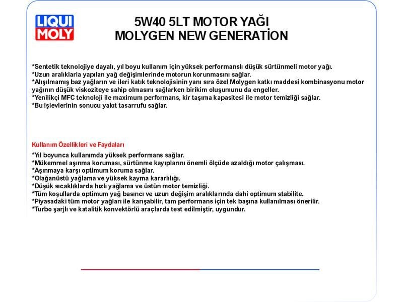 10W40 4LT MOTOR YAĞ MOLYGEN NEW GENERATİON