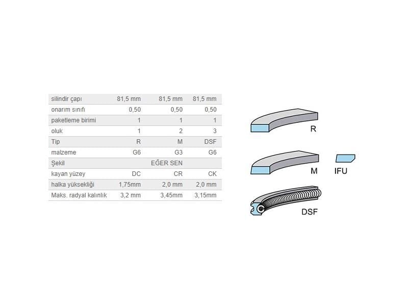 SEGMAN SETİ 81,50MM VAG A3 CRAFT GO7 T6 16-
