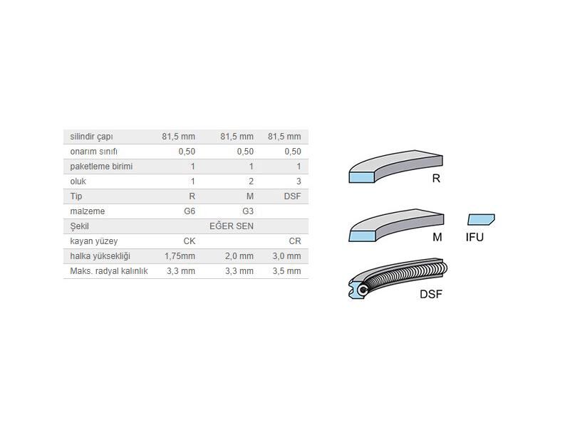 SEGMAN SETİ 81,50MM VAG A1 A3 A4 A5 A6 CAD3-4 CC CRAFT GO5-6-7 T5 T6 08-