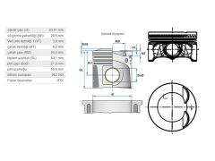 PİSTON 83,00MM VAG A3 Q3 CC GO5-6 JET3-4 PAS TIGUAN 07-