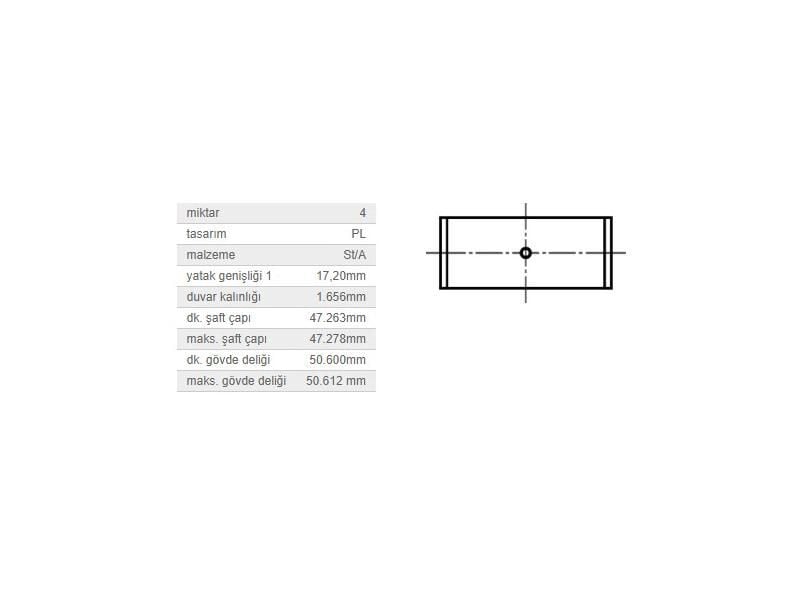 KOL YATAK 0,50 TK. VAG A1 A3 CAD3 GO5-6 JET4 PO5 10-