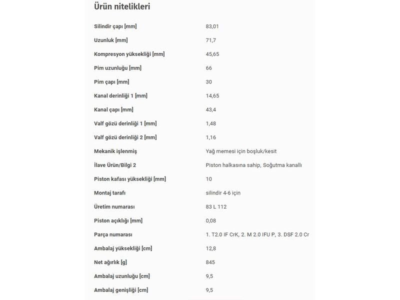 PİSTON 83,01MM M.BENZ 164 203 204 209 211 221 251 463 05-16