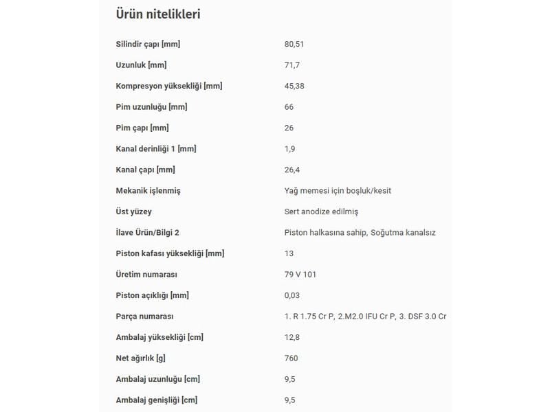 PİSTON 80,51MM VAG 80 GO3 PAS T4 91-04