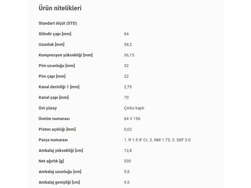 PİSTON 84,00MM BMW E30 36 87-94