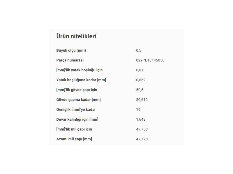 KOL YATAK 0,50  VAG 80 100 A4 A6 BO1 CAD2 GO1-2-3-4-5 JET2 LT28 PAS PO3 T4 T5 83-