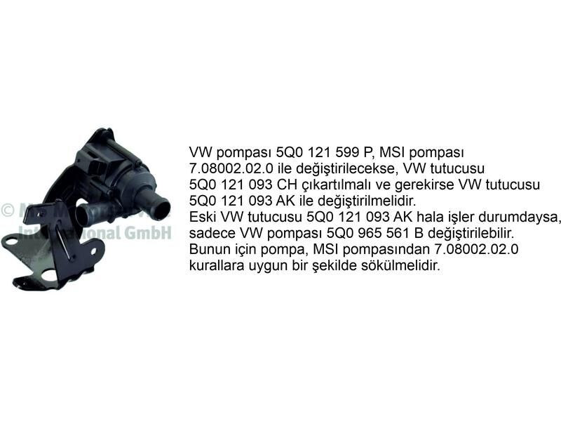 İLAVE SU POMPASI VAG A3 Q2 Q3 CAD4 GO7 JET4 PAS PO6 TROC 13-