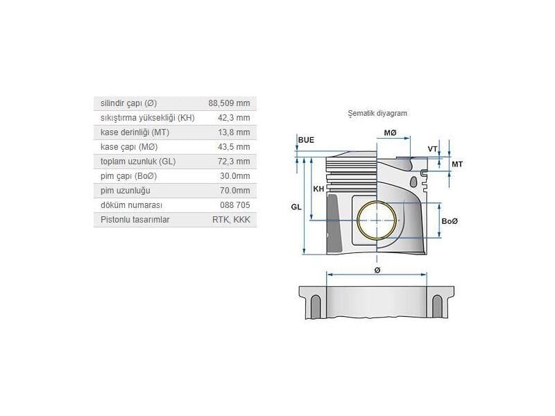 PİSTON 88,50MM M.BENZ 611 612 613 98-09