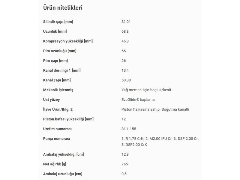 PİSTON 81,01MM VAG CRAFT T6 15-
