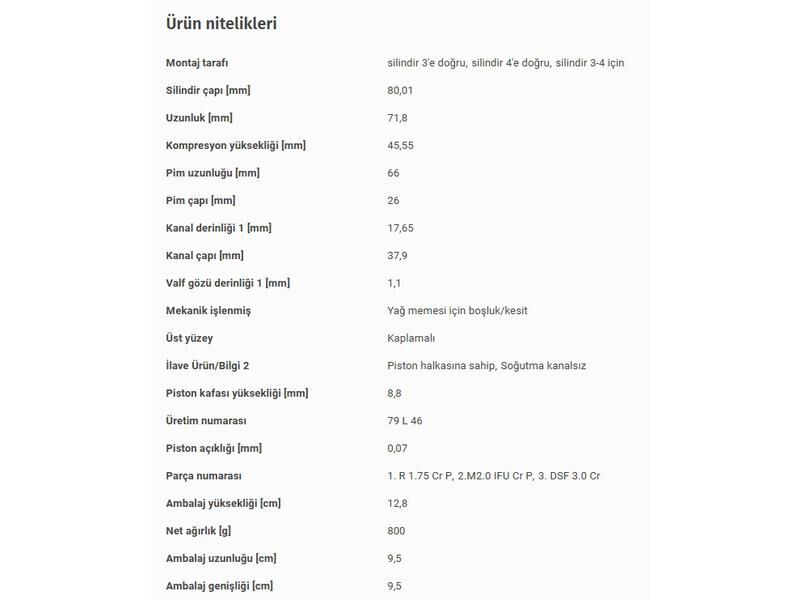 PİSTON 80,01MM VAG A3 A4 A6 BO1 CAD2 GO3-4 PAS PO3 93-07