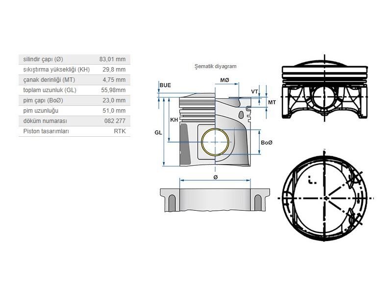 PİSTON 83,01MM VAG A3 A4 A5 CC GO6 PAS 06-