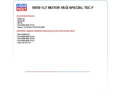 5W30 1LT MOTOR YAĞ SPECİAL TEC F