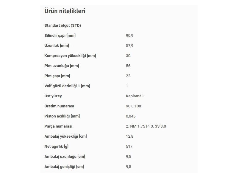 PİSTON 90,90MM M.BENZ 163 170 202 210 901 902 903 904 95-07