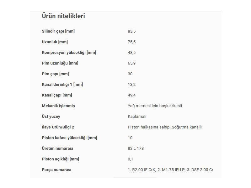 PİSTON 83,50MM M.BENZ 651 08-